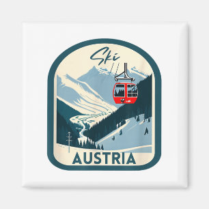 Aimant Ski autriche rétro style vintage ski autrichien