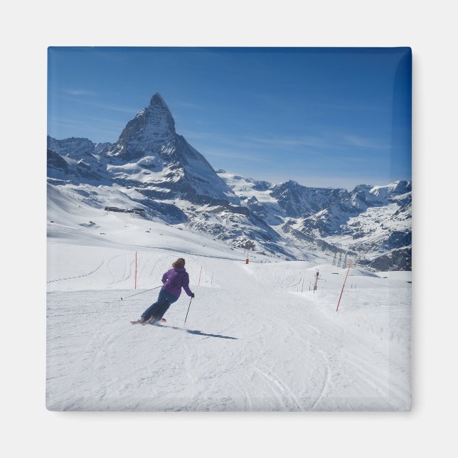 Aimant Ski avec Mont Matterhorn à Zermatt, Suisse (Devant)