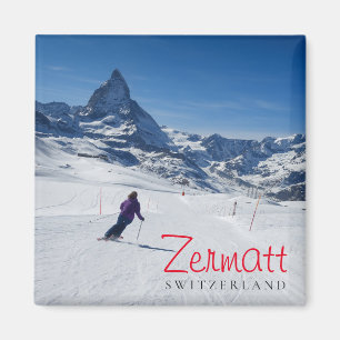 Aimant Ski avec Mont Matterhorn à Zermatt, Suisse