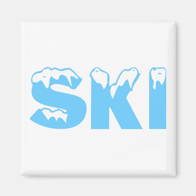 Aimant Ski (bleu) (Devant)
