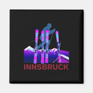 Aimant Ski et snowboard à Innsbruck Rétro 90 Innsbr
