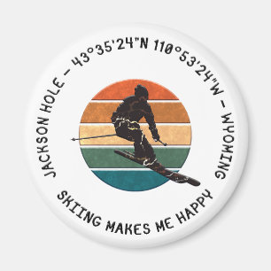 Aimant Ski Jackson Hole, Wyoming - Homme Skier, Texte noi