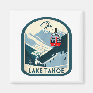 Aimant Ski lac tahoe rétro style vintage lac tahoe