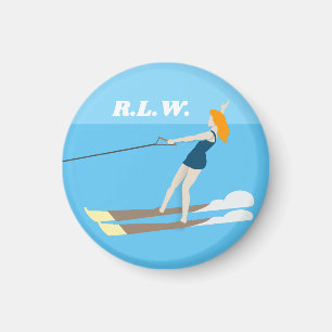Aimant Ski nautique de style vintage