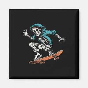 Aimant Ski Skeleton Halloween Skateboarder Hommes