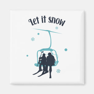 Aimant Ski Skier Ski Rétro Hiver Laisser Il Neige Christm