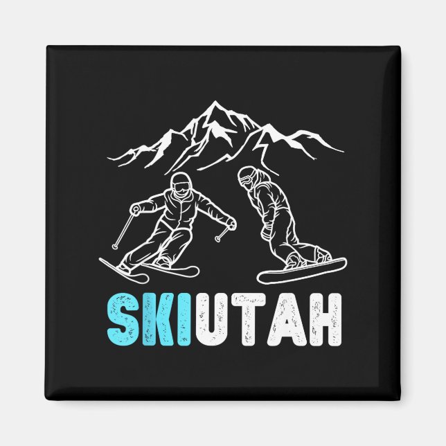 Aimant Ski utah ski snowboard vacances souvenir  (Devant)