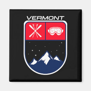 Aimant Ski Vermont Mountain Ski Trail Skier Goggle Pol