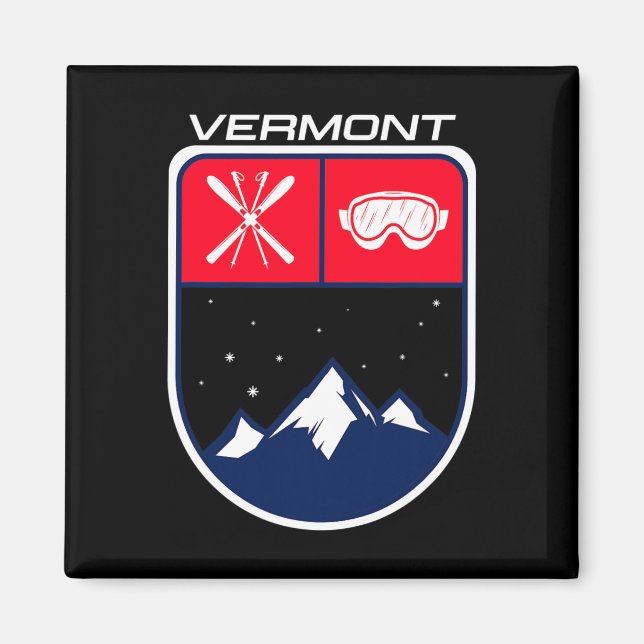 Aimant Ski Vermont Mountain Ski Trail Skier Goggle Pol (Devant)
