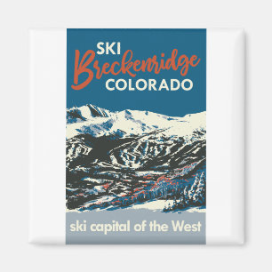 Aimant Ski Vintage BReckenridge Poster Blue