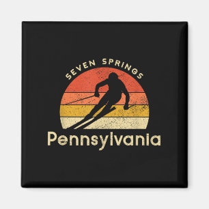 Aimant Ski vintage Seven Springs Pennsylvania Mountain