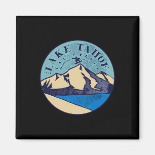Aimant Ski vintage sur le lac Tahoe Montagnes enneigées