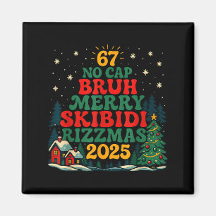 Aimant Skibiddi Rizzmas 2025 Drôle Mème Sapin de Noël