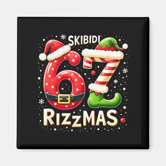 Aimant Skibidi 67 Rizzmas Christmas Meme Funny Elf Santa  (Devant)