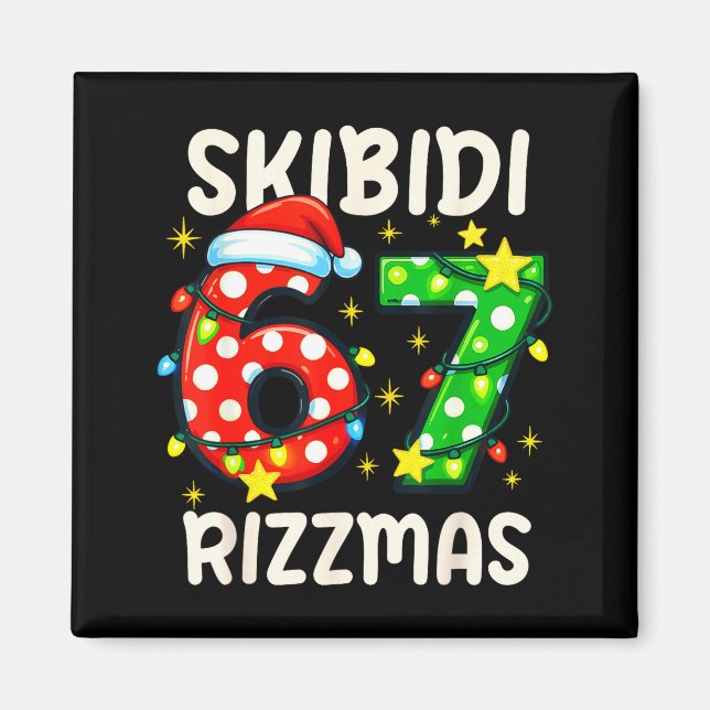 Aimant Skibidi 67 Rizzmas Funny Six Seven Meme Christmas  (Devant)