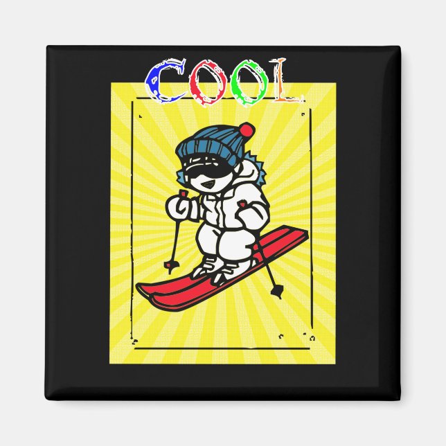 Aimant Skier cool | Amateurs de ski | cadeau de ski | ski (Devant)