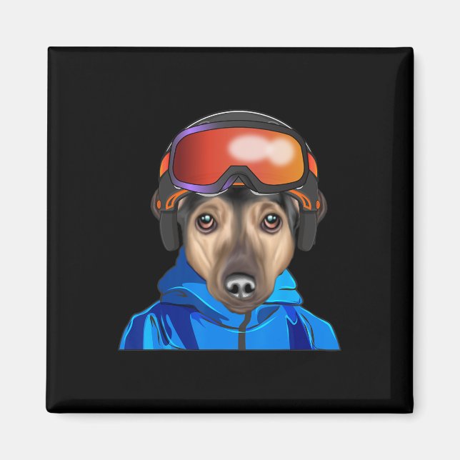 Aimant Skier Manchester Terrier Snowboard Chien (Devant)