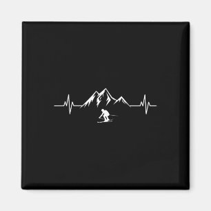 Aimant Skier Ski Montagne Rythme Cardio T-shirt Nature S