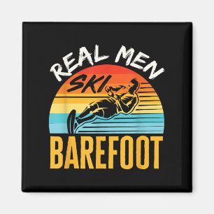 Aimant Skieur nautique pieds nus drôle vrai homme skie ba