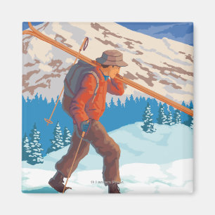 Aimant Skis de transport de neige de skieur -
