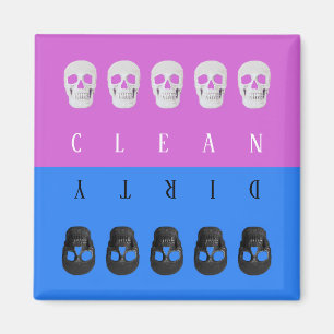 Aimant Skulls Clean Dirty Purple Blue Fun Reversible Dish