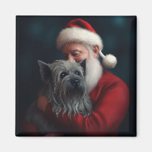 Aimant Skye Terrier avec Noël Festif du Père Noël