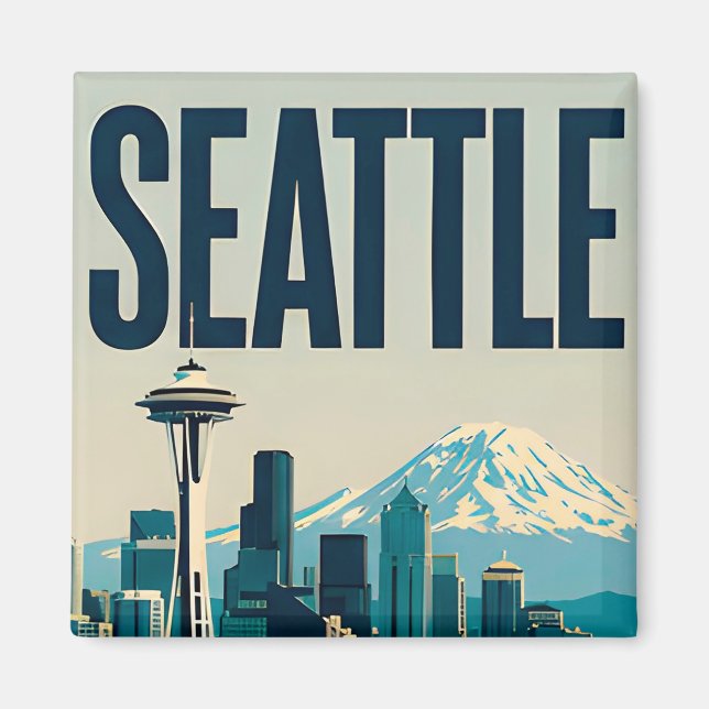 Aimant 🌲 Skyline de Seattle, Washington (Devant)