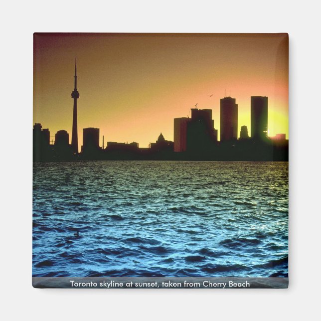Aimant Skyline de Toronto au coucher du soleil, prise de  (Devant)