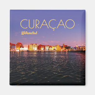 Aimant Skyline of Willemstad at Night (personnalisable)