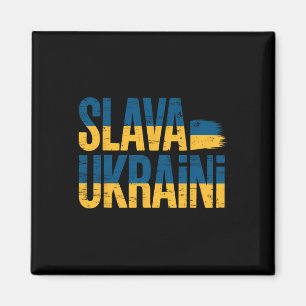 Aimant Slava Ukraini Couleurs du drapeau ukrainien Rétro