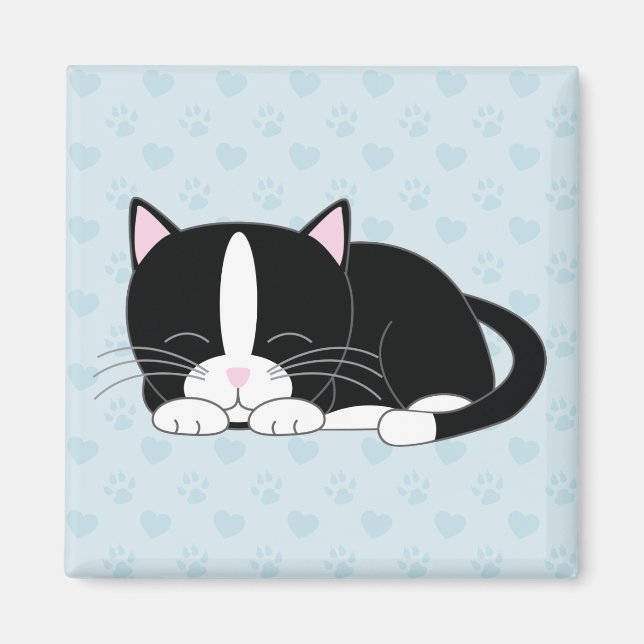 Aimant Sleepy Kitty {Tuxedo} (Devant)