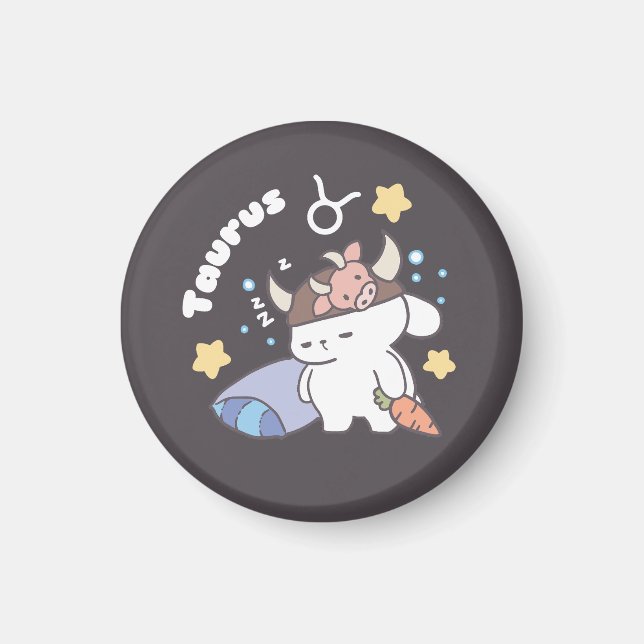 Aimant Sleepy Taurus Bunny Motif - Zodiac (Devant)