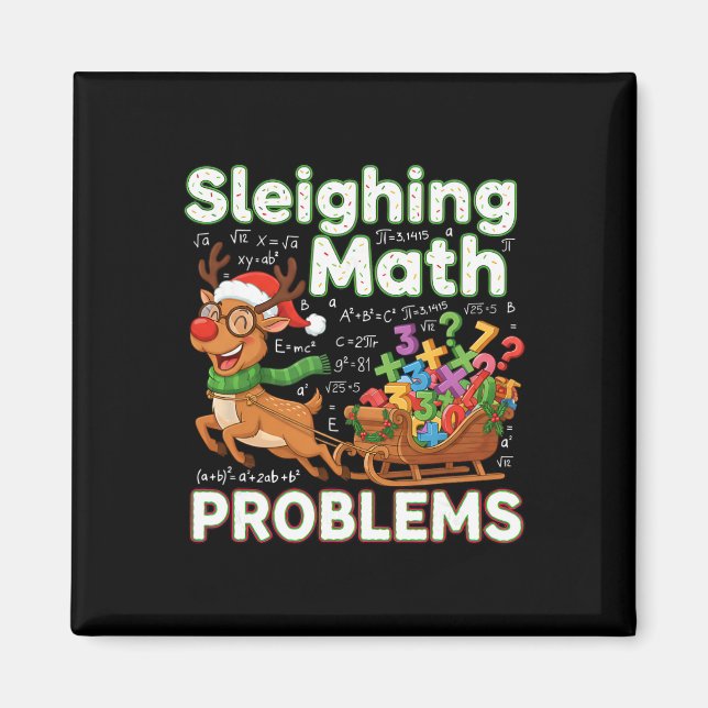 Aimant Sleighing Math Problems Christmas Funny Math Teach (Devant)