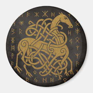 Aimant Sleipnir, Cheval doré nordique avec symbole de run