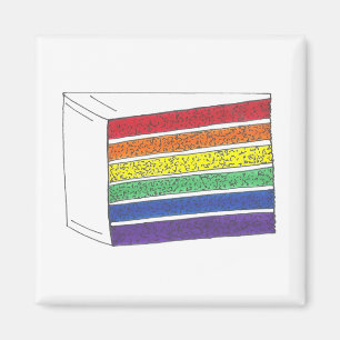 Aimant Slice de gâteau de Mariage de couche arc-en-ciel L