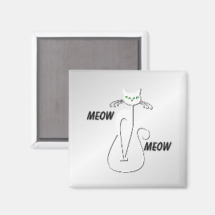Aimant Slinky Black Cat Meow Meow Green Eyes sur argent