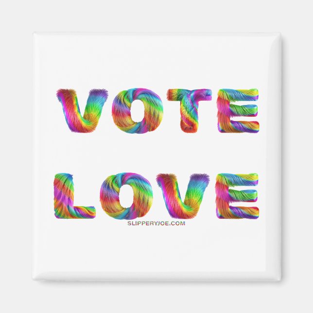 Aimant SlipperyJoe vote amour égalité fourrure arc-en-cie (Devant)