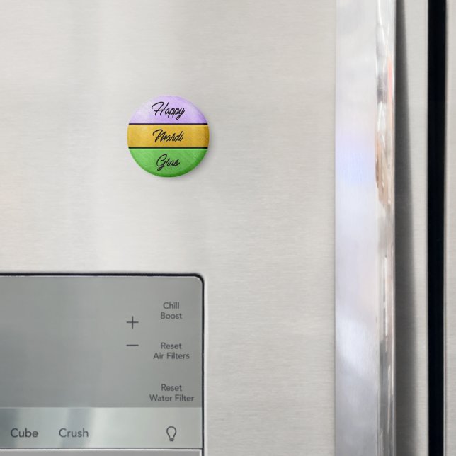 Aimant SlipperyJoe's Happy Mardi Gras violet or vert b (In situ (réfrigérateur))