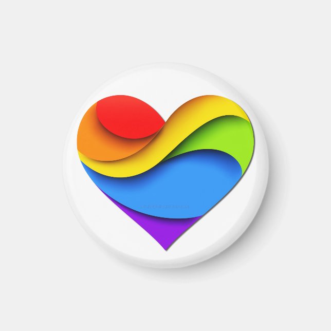 Aimant SlipperyJoe's orgueillement coeur courbes forme 3D (Devant)