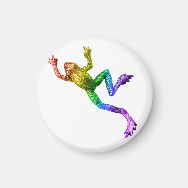 Aimant SlipperyJoe's Pride Frog animal rampant arc-en-cie (Devant)