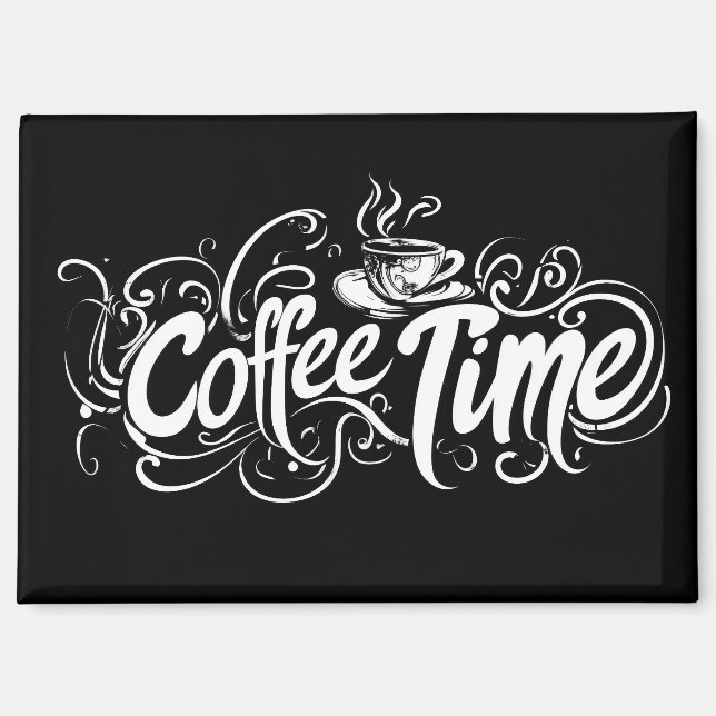 Aimant Slogan de l'heure du café Intriqué (Recto)