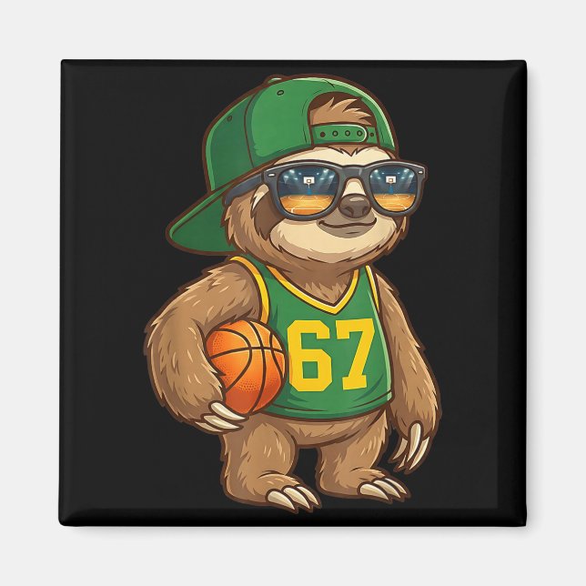 Aimant Sloth Basketball 67 Gen Alpha Slang Srts Men Boys  (Devant)