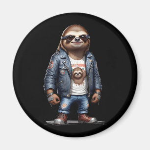 Aimant Sloth Biker Rebel Veste en cuir Style Cool Urban