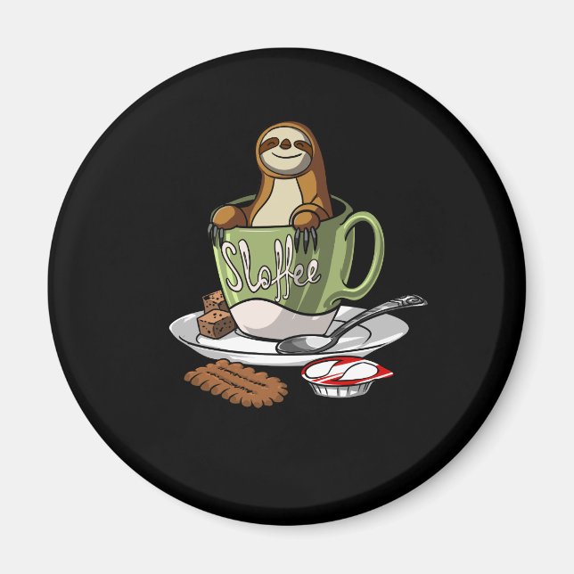 Aimant Sloth Coffee Sloffee Lover Animal Sloffee (Devant)