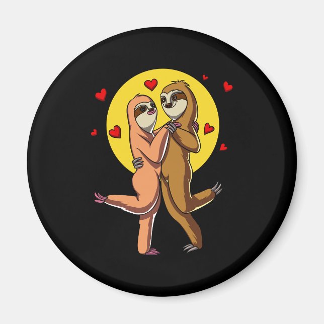 Aimant Sloth Cute Couple Valentines Jour Animal (Devant)
