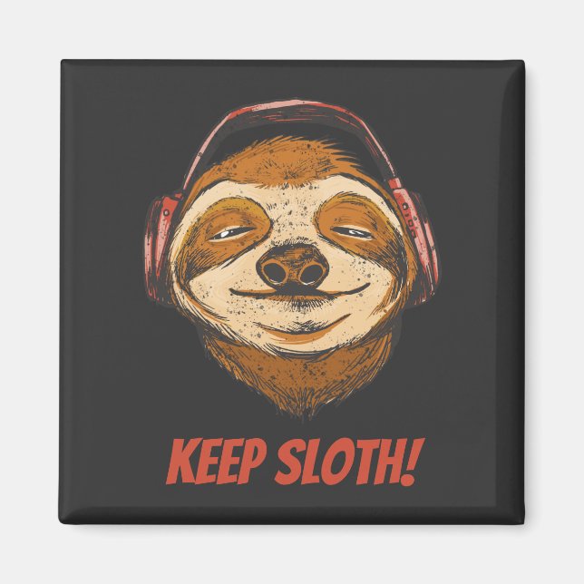 Aimant Sloth Keep Calm in chillin vintage (Devant)