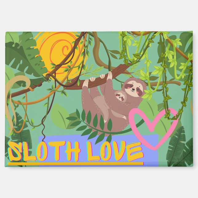 Aimant Sloth Love, Adorable Sloth in Tree (Recto)
