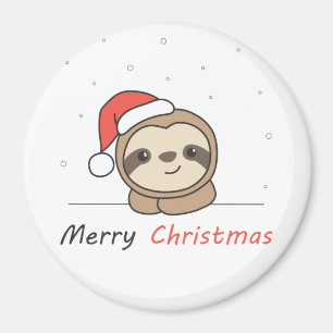 Aimant Sloth Noël Neige Hiver Animaux Fentes