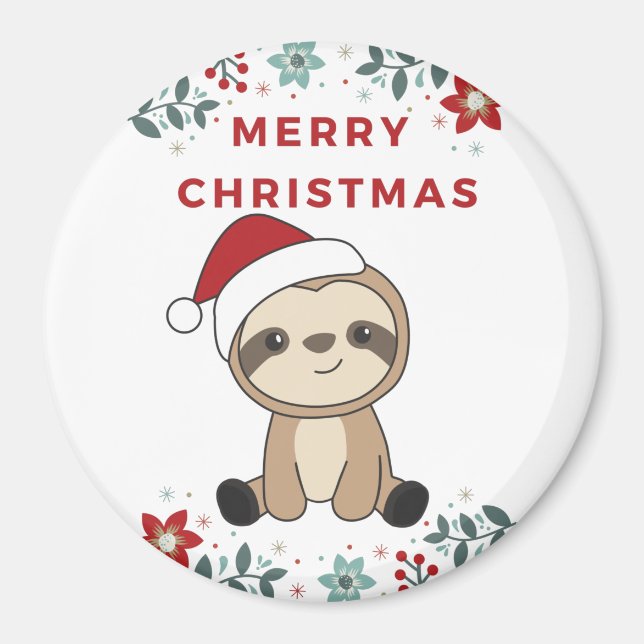Aimant Sloth Noël Neige Hiver Animaux Machines à Sous Aim (Devant)