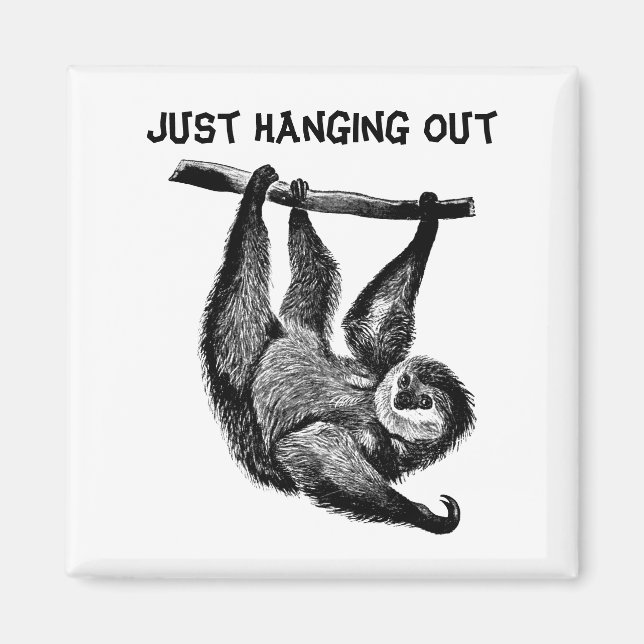 Aimant Sloth pendu dans arbre animal jungle safari art (Devant)